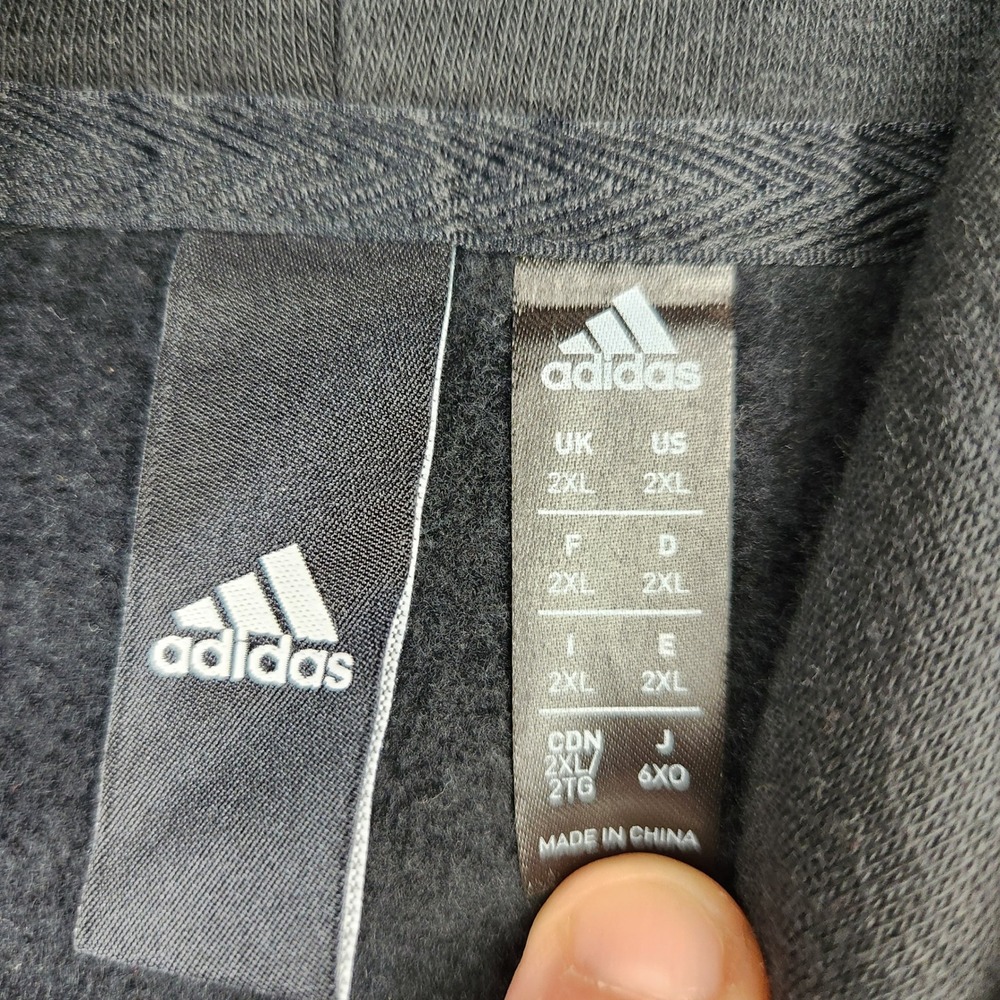 Adidas Mens Essentials 3-Stripes Fleece Pullover Hoodie Black 2XL GK9072 - Picture 2 of 5